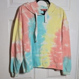 Hot Kiss 2X Plus Size Aqua Tie Dye Hoodie Sweatshirt
